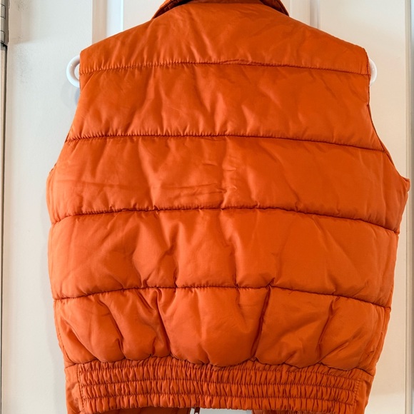 Reversible Burnt Orange Puffer Vest Quilted Utility Style - Picture 8 of 8